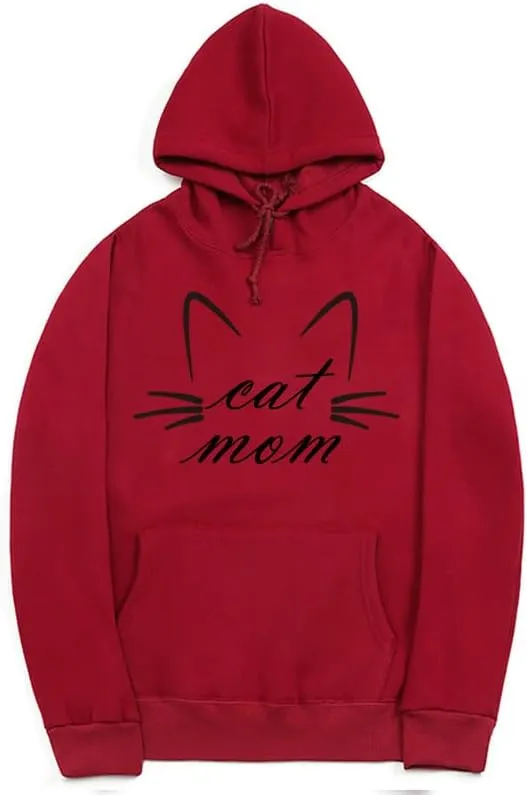 CORIRESHA Funny Cat Face Hoodie Long Sleeve Drawstring Kangaroo Pocket Cute Sweatshirt