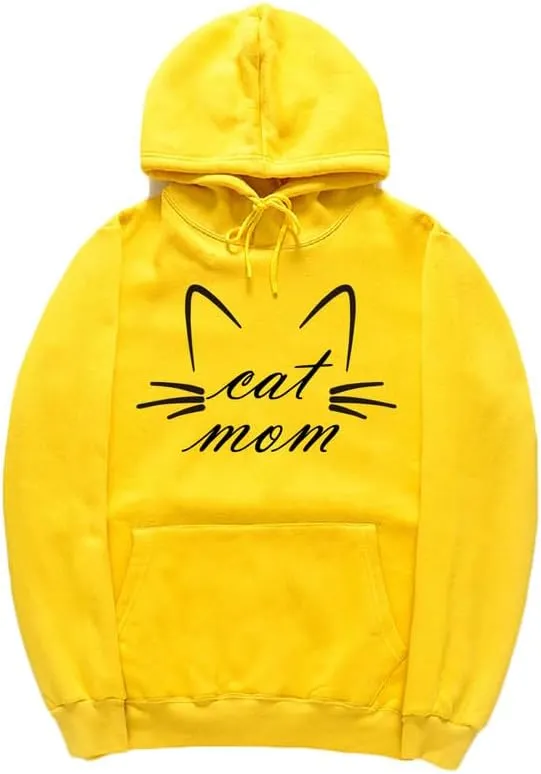 CORIRESHA Funny Cat Face Hoodie Long Sleeve Drawstring Kangaroo Pocket Cute Sweatshirt