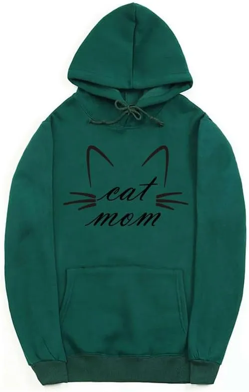 CORIRESHA Funny Cat Face Hoodie Long Sleeve Drawstring Kangaroo Pocket Cute Sweatshirt