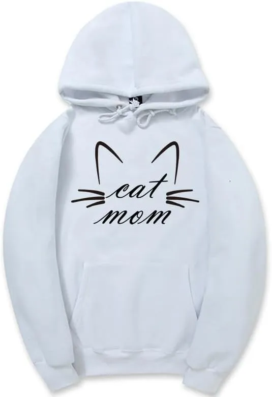 CORIRESHA Funny Cat Face Hoodie Long Sleeve Drawstring Kangaroo Pocket Cute Sweatshirt