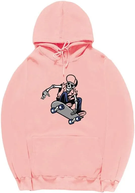 CORIRESHA Skateboard Skeleton Hoodie Long Sleeve Drawstring Gothic Y2k Aesthetic Sweatshirt