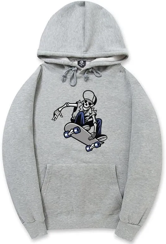 CORIRESHA Skateboard Skeleton Hoodie Long Sleeve Drawstring Gothic Y2k Aesthetic Sweatshirt