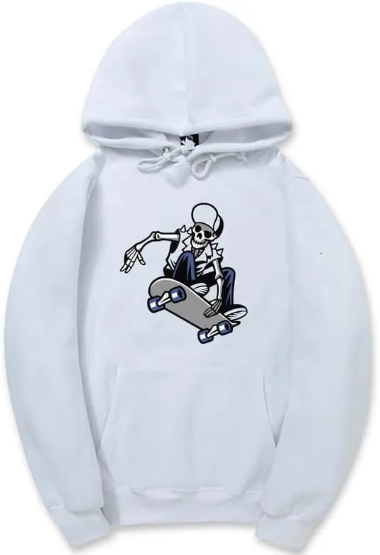 CORIRESHA Skateboard Skeleton Hoodie Long Sleeve Drawstring Gothic Y2k Aesthetic Sweatshirt