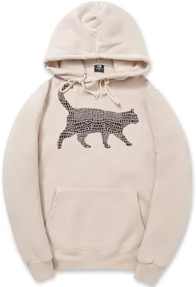 CORIRESHA Spotted Cat Long Sleeve Drawstring Cotton Cute Animal Hoodie Sweatshirt