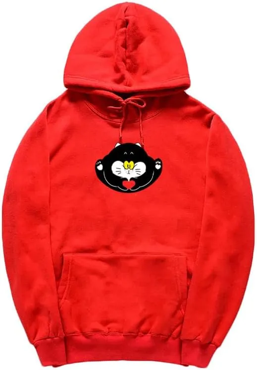 CORIRESHA Teen Cute Cat Long Sleeve Drawstring Kangaroo Pocket Hoodie Sweatshirt