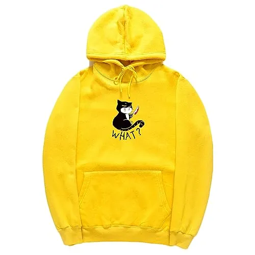 CORIRESHA Unisex Funny With Knife Cat Hoodie Drawstring Kangaroo Pocket Halloween Sweatshirt