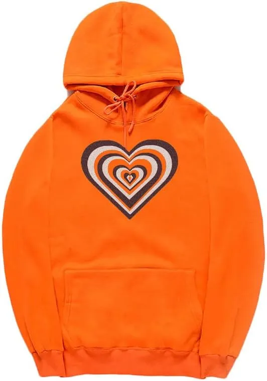 CORIRESHA Women's Cute Heart Hoodie Long Sleeve Drawstring Y2k Graphic Sweatshirt