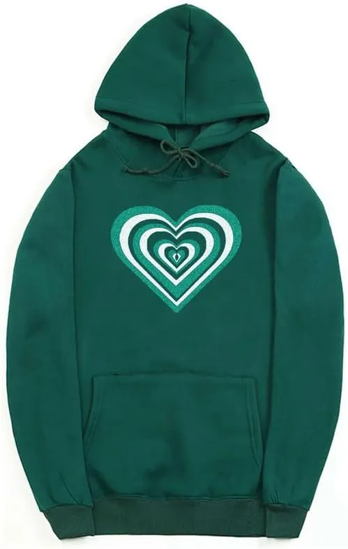 CORIRESHA Women's Cute Heart Hoodie Long Sleeve Drawstring Y2k Graphic Sweatshirt