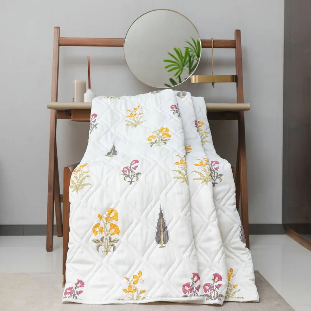 Cotton Bedsheet   AC Blanket Combo Pack - (Combo 11 - High Garden Yellow   High Garden Yellow)