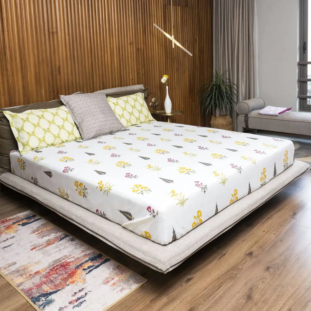 Cotton Bedsheet   AC Blanket Combo Pack - (Combo 11 - High Garden Yellow   High Garden Yellow)