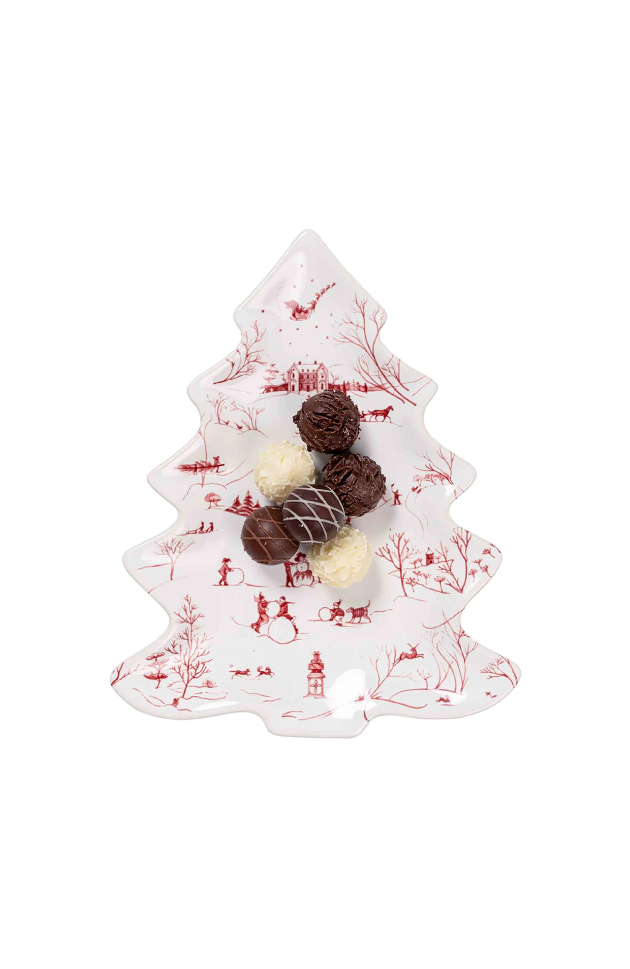 Country Estate Winter Frolic Tree Tray Small Ruby