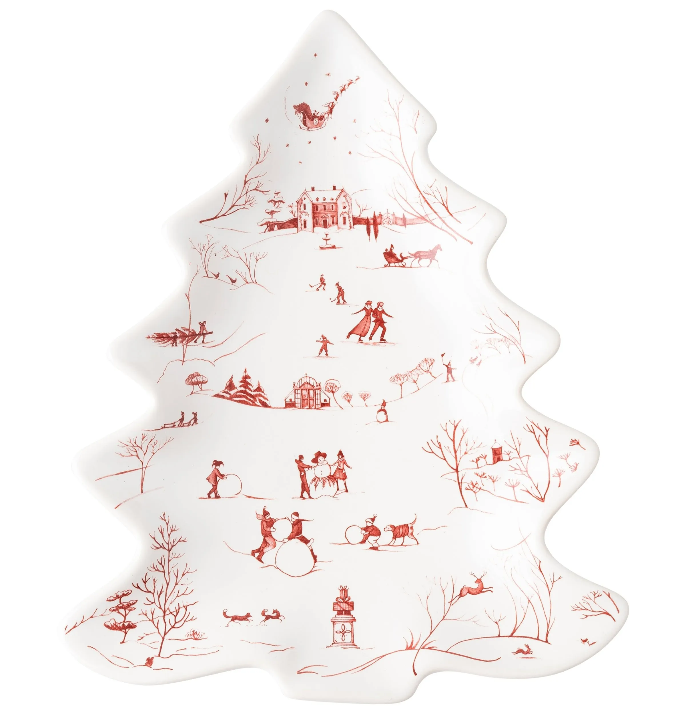 Country Estate Winter Frolic Tree Tray Small Ruby