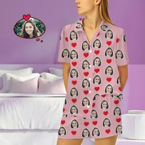 Customized Photo Short Sleeved Pajamas Home pajamas-Hearts