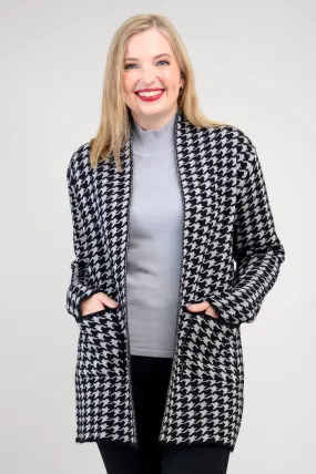 Dakota Cardigan, Houndstooth, Cotton Wool