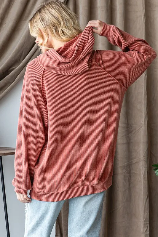 Dark Cinnamon Ribbed Hoodie