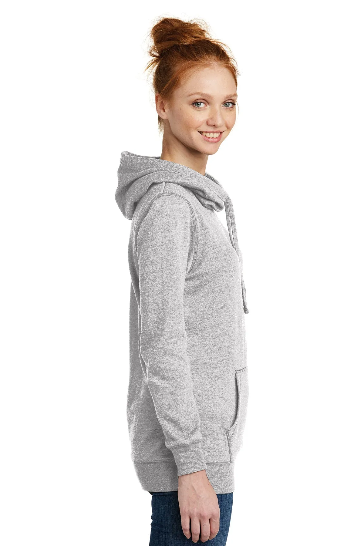 District Made Ladies Lightweight Hoodies, Heathered Grey