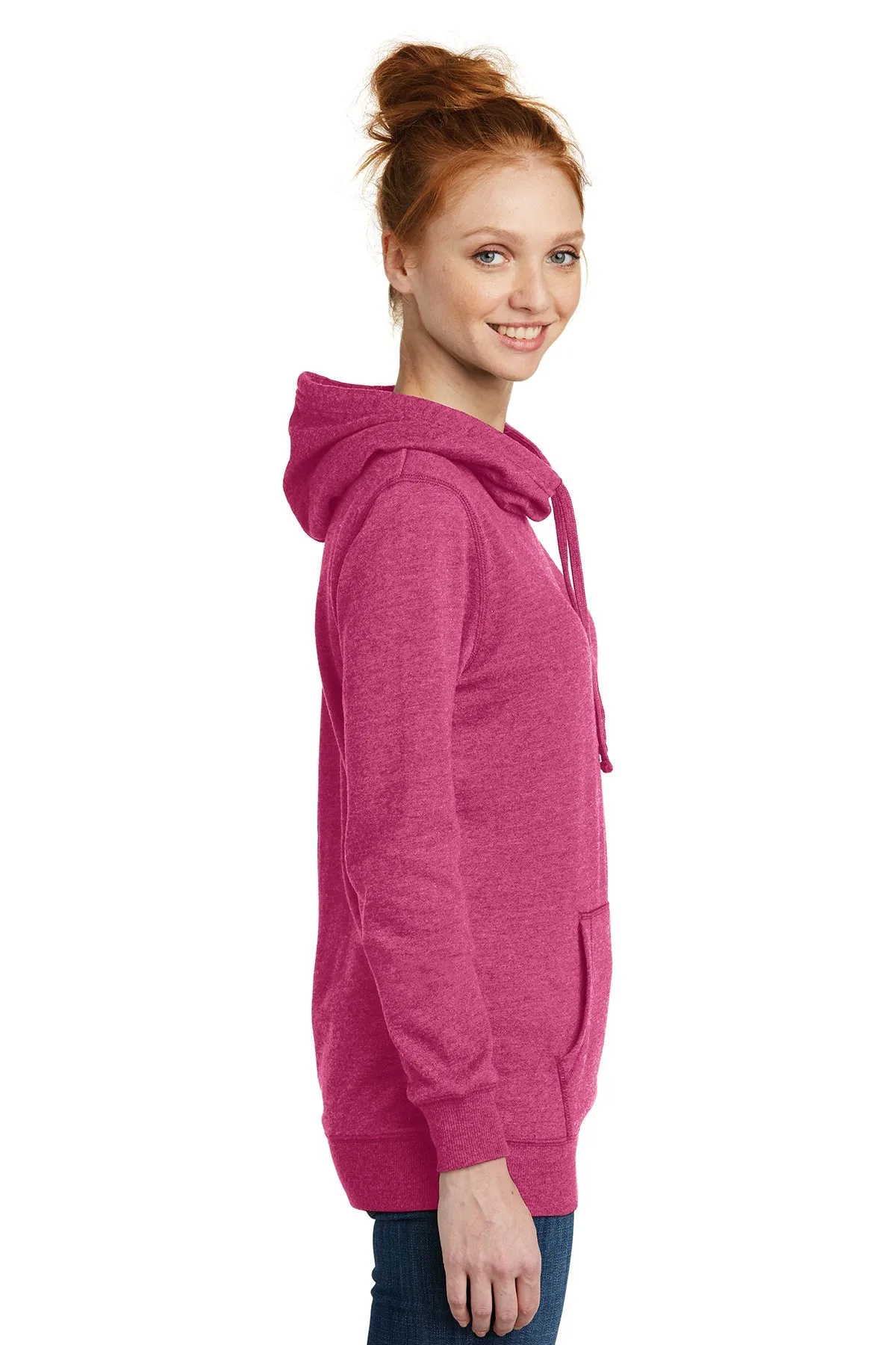 District Made Ladies Lightweight Hoodies, Heathered Pink Azalea