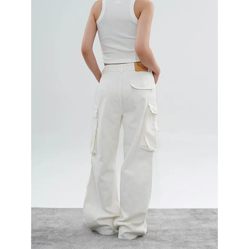 Drawstring Hem High Waist Cargo Pants