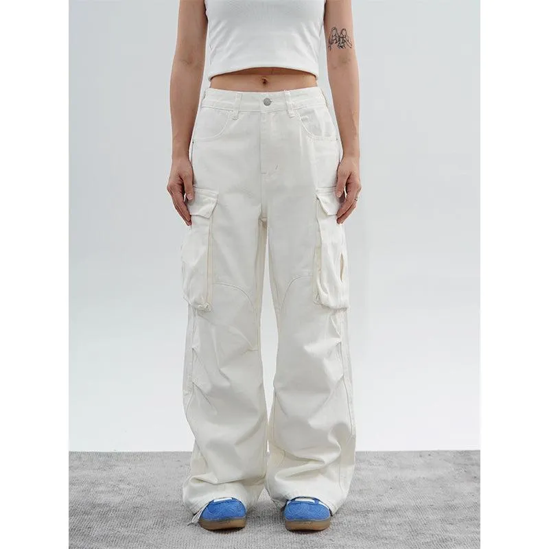 Drawstring Hem High Waist Cargo Pants