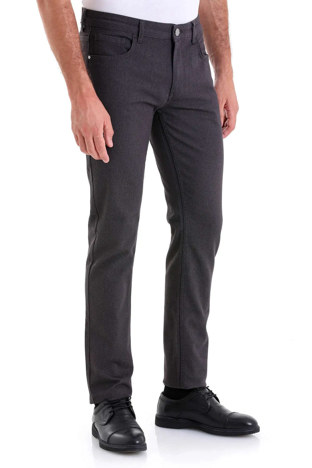 Dynamic Fit 5 Pocket Low Waist Cotton Gray Casual Pants