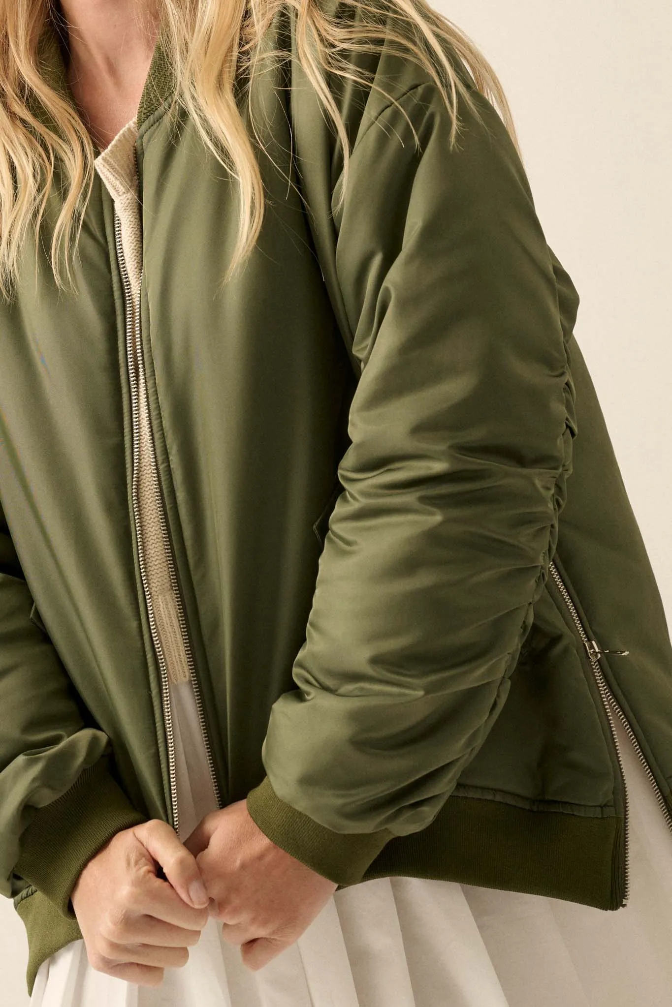 Echo Niner Oversized Side-Zip Bomber Jacket