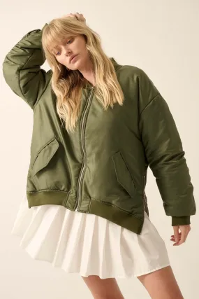 Echo Niner Oversized Side-Zip Bomber Jacket