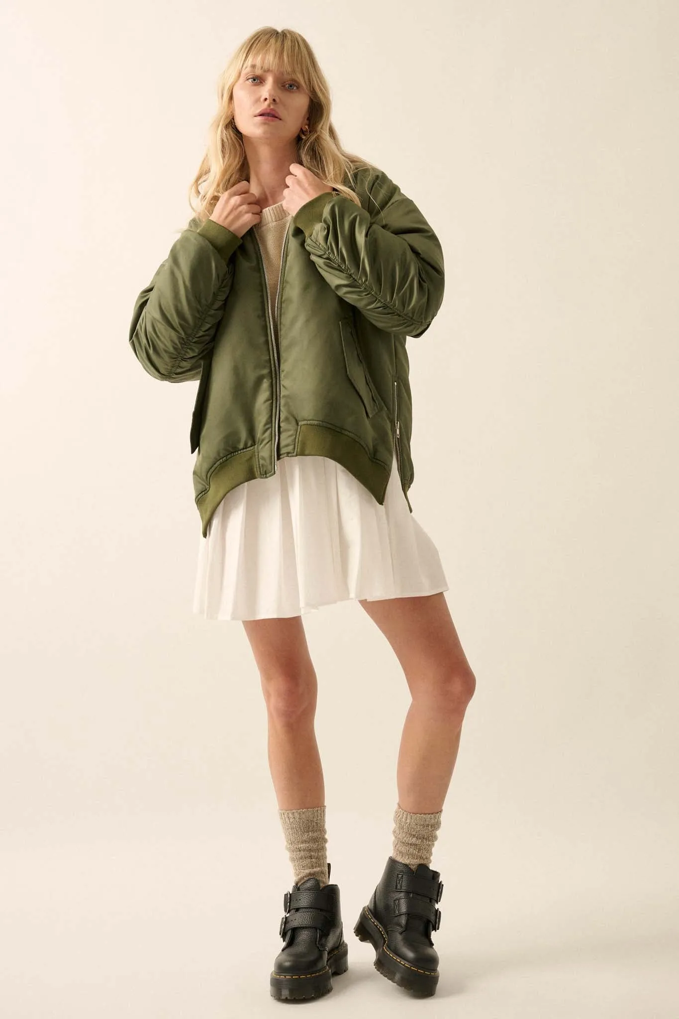 Echo Niner Oversized Side-Zip Bomber Jacket