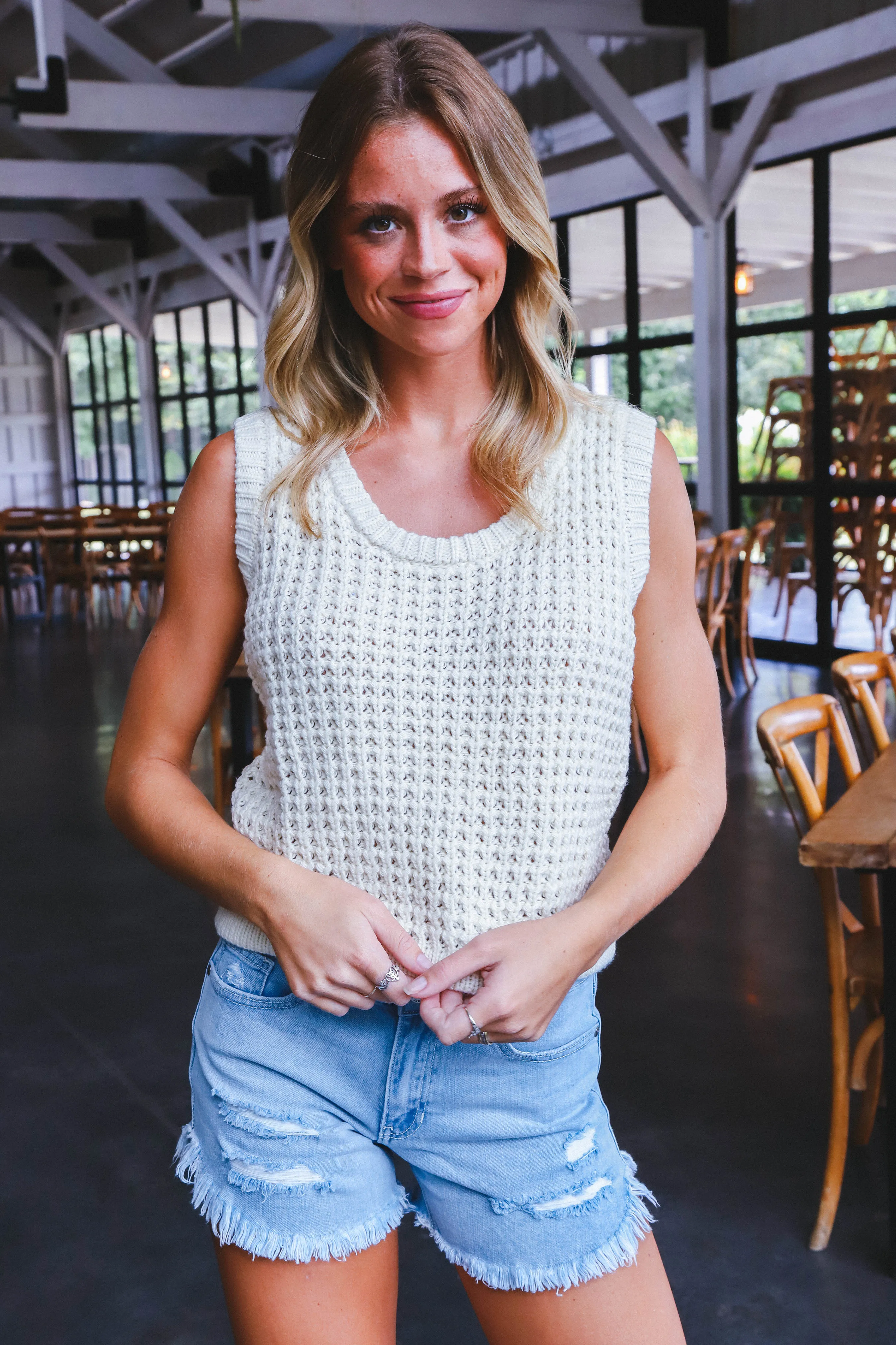 Elsie Sweater Tank, Ivory | Sadie & Sage