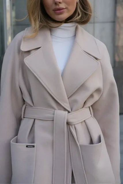 Emily Classic Wool Blend Overcoat in Meringue