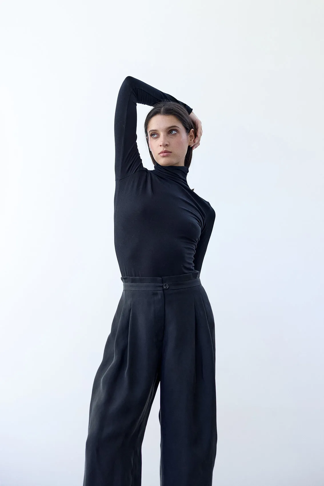 Essential Turtleneck Top Organic Pima Cotton - Ónix