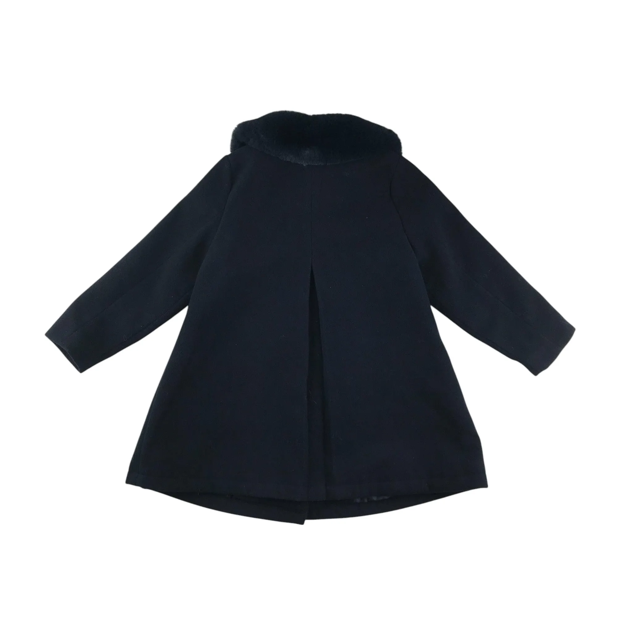 F&F coat 5-6 years navy smart jacket with faux fur collar