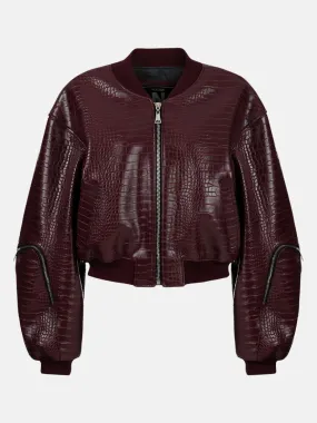 Faux Leather Bomber Jacket