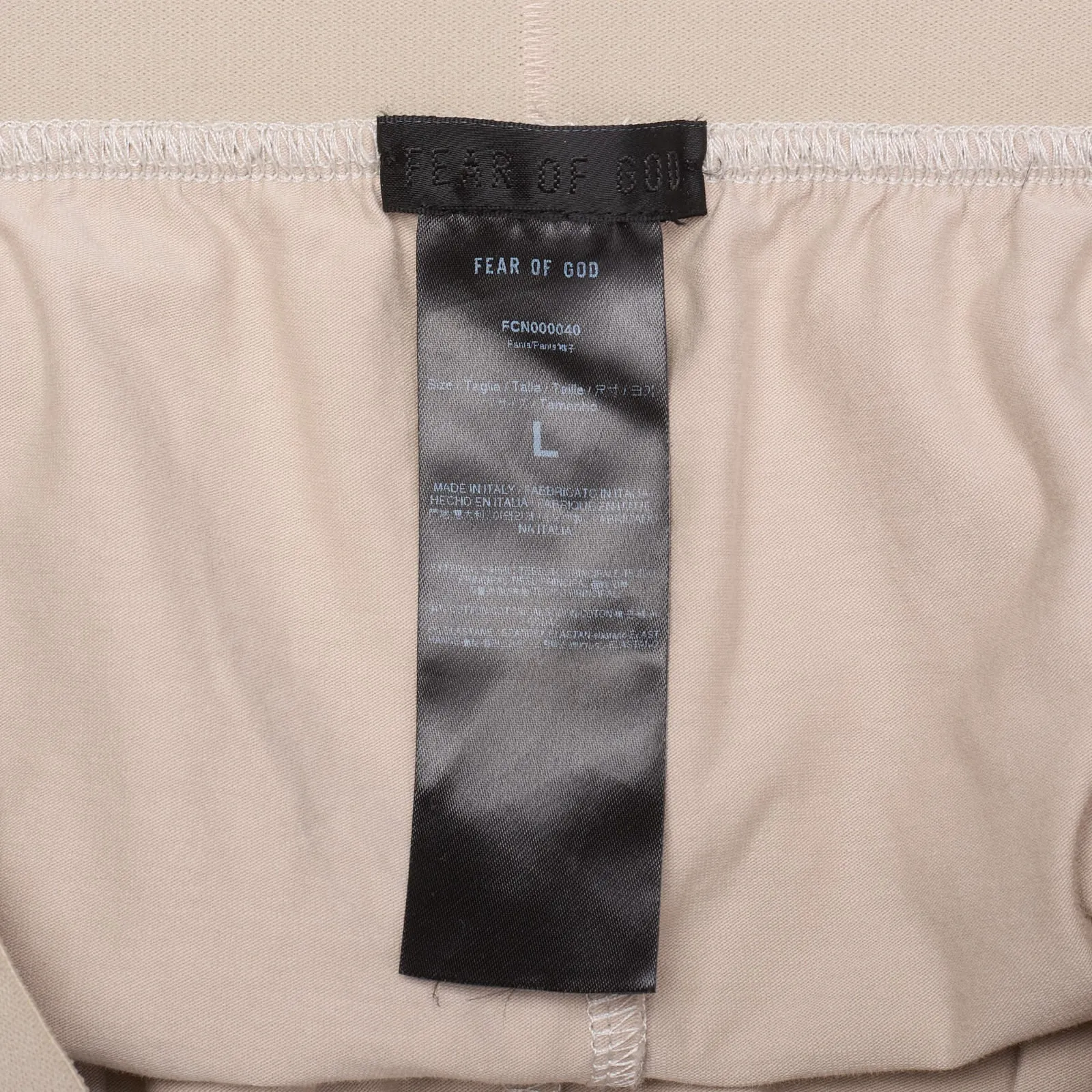 FEAR OF GOD Waist logo Beige Cotton Thermal Pants NEW Size L