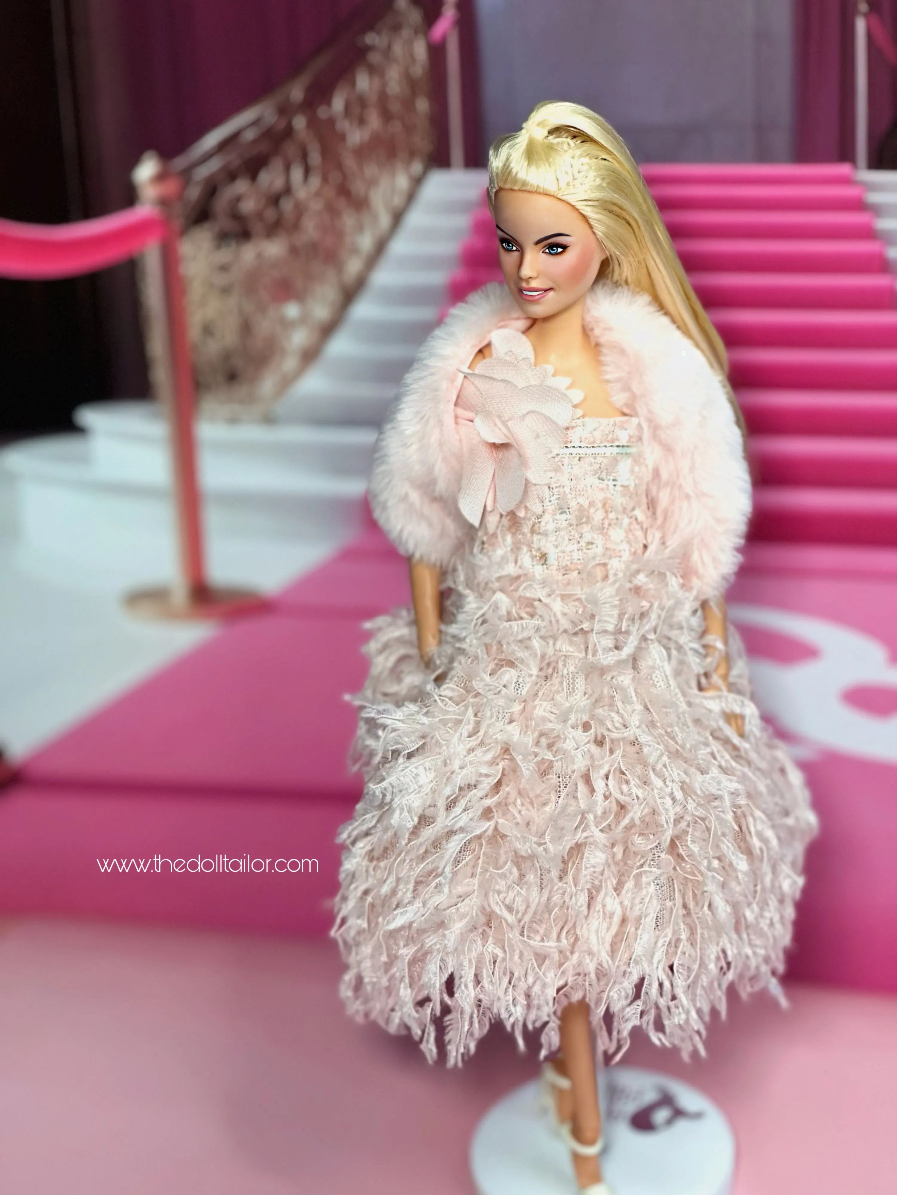 Feather dress for barbie doll