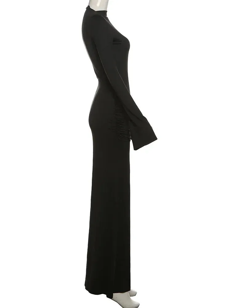 Formal Mermaid Black Ruched Waist Maxi Gown