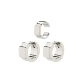 FRIENDS wide chunky hoop earrings and cuff, silver-plated