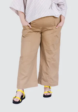 Gathered Waist Pants | Tan