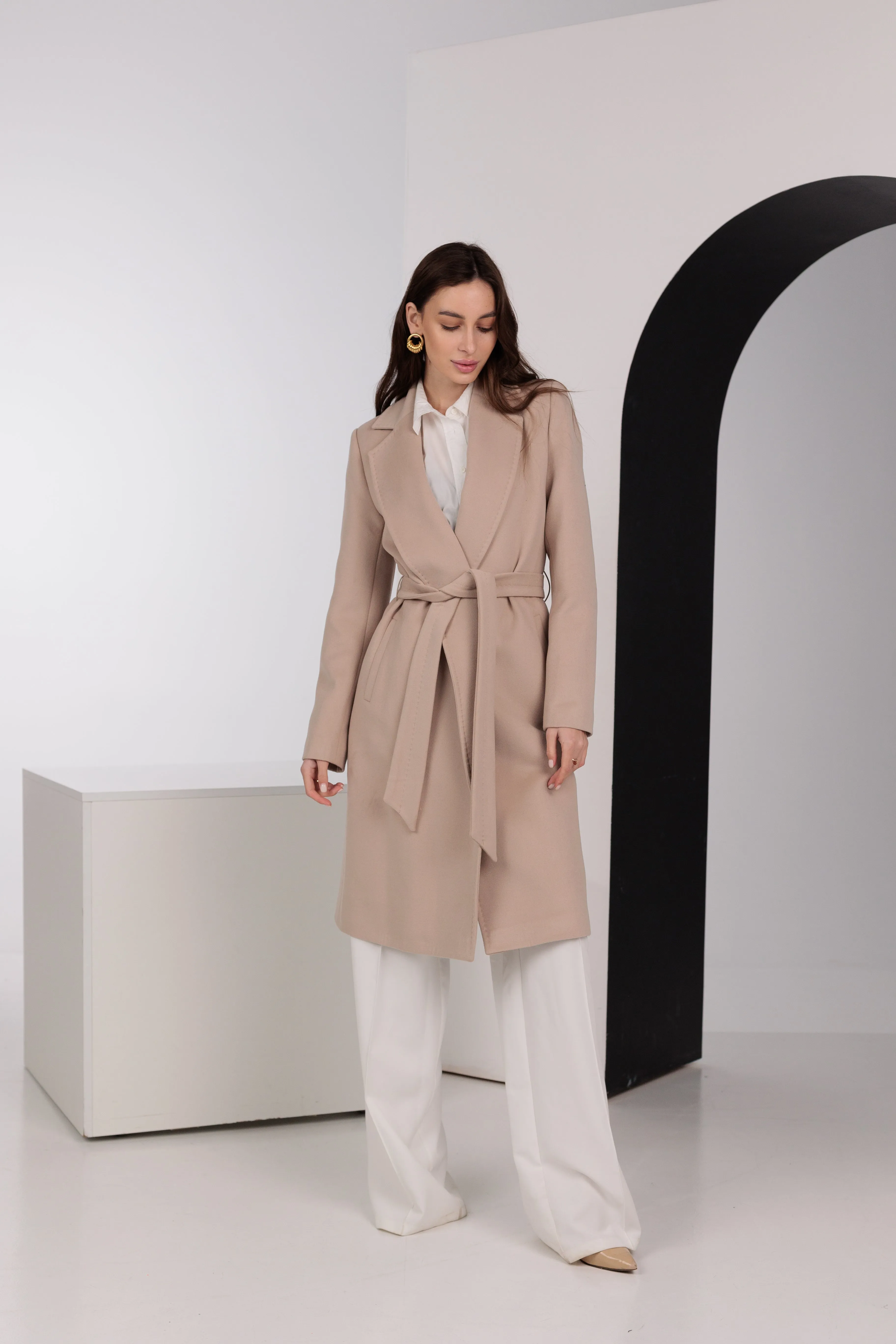 Geneva Classic Wraparound Wool Blend Overcoat