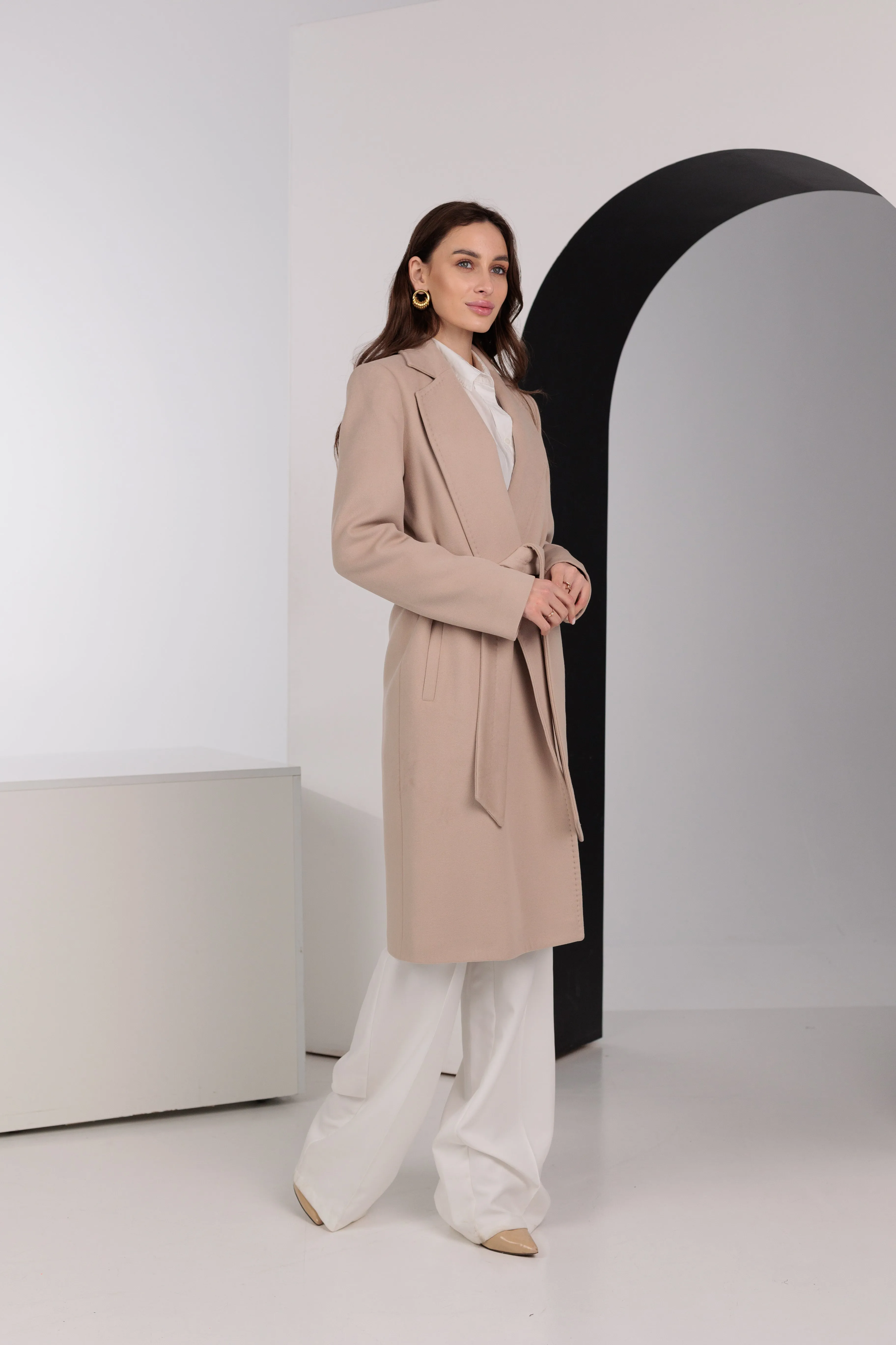 Geneva Classic Wraparound Wool Blend Overcoat