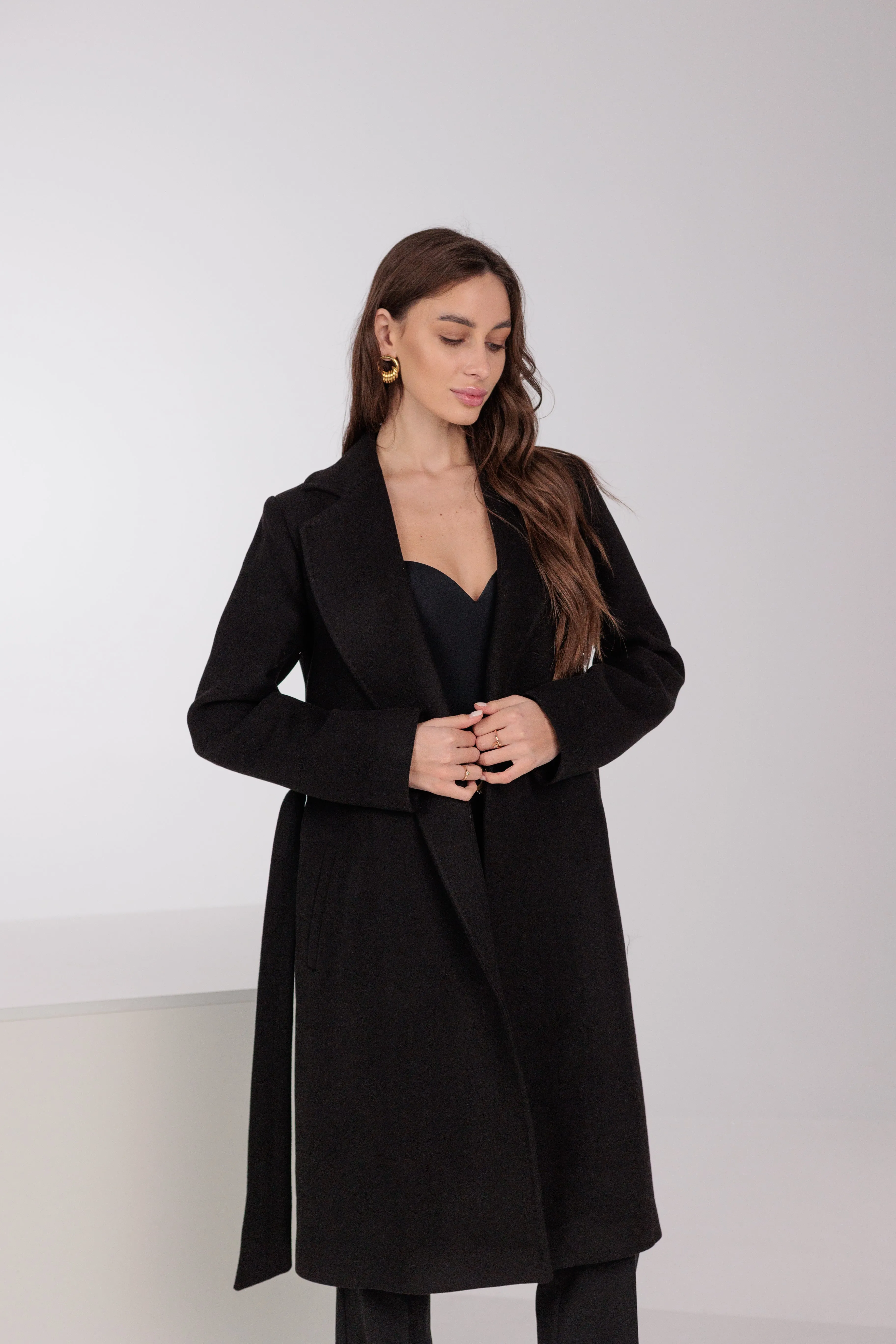 Geneva Classic Wraparound Wool Blend Overcoat