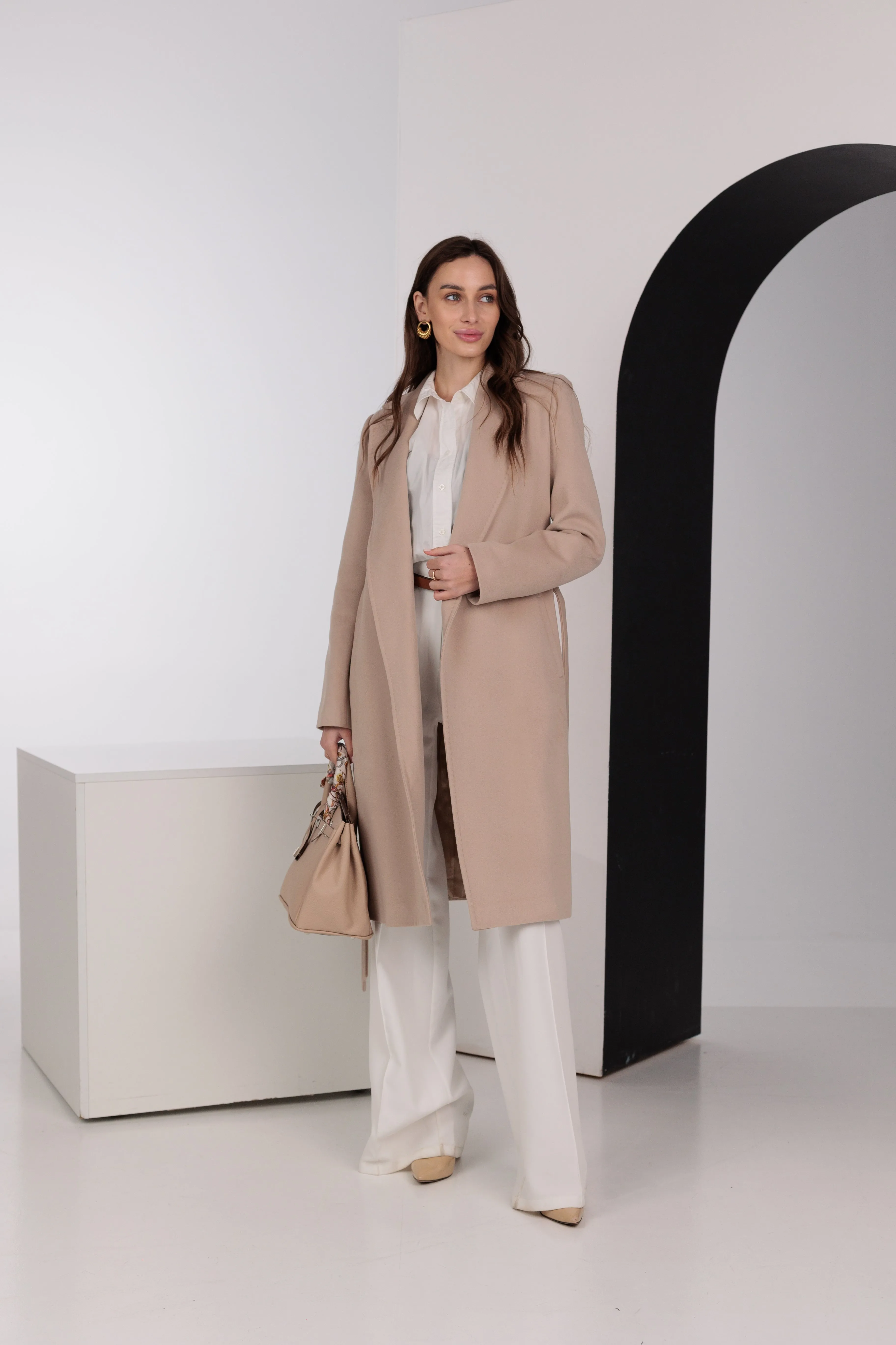 Geneva Classic Wraparound Wool Blend Overcoat