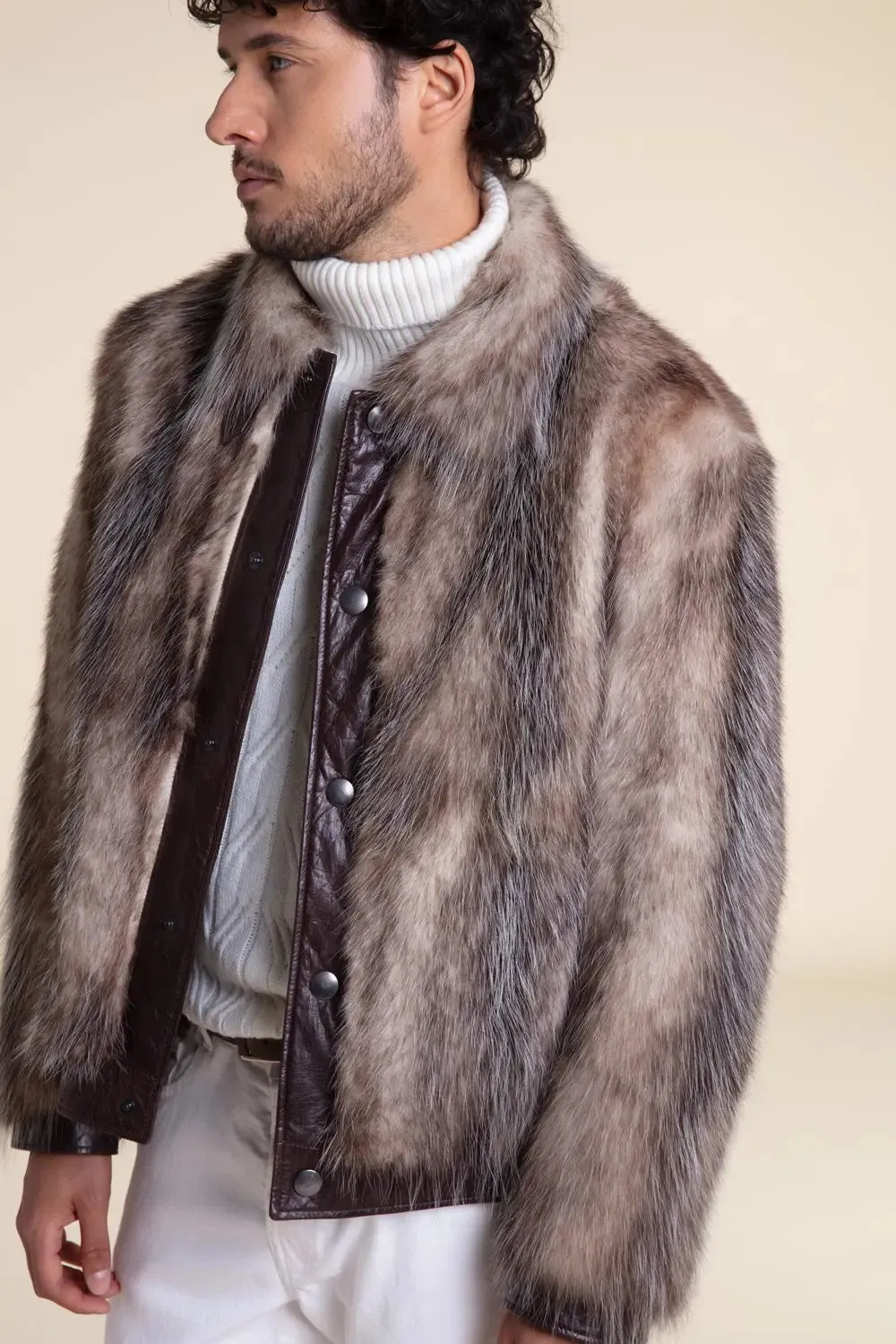 Genuine mens fur jacket