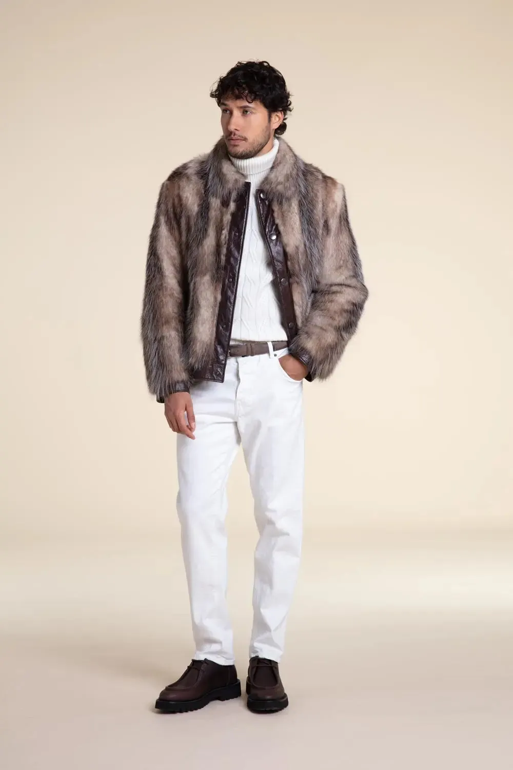 Genuine mens fur jacket