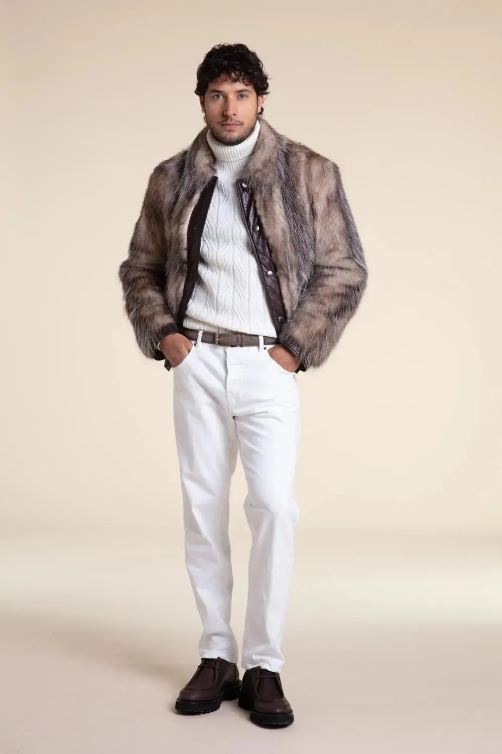 Genuine mens fur jacket