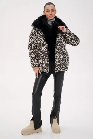 Genuine Polar Fox Leopard Luxe Down Parka