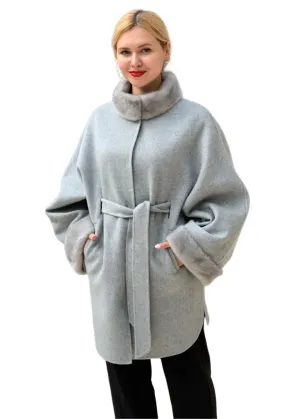 Genuine Scandinavian Mink Fur Virgin Wool Coat