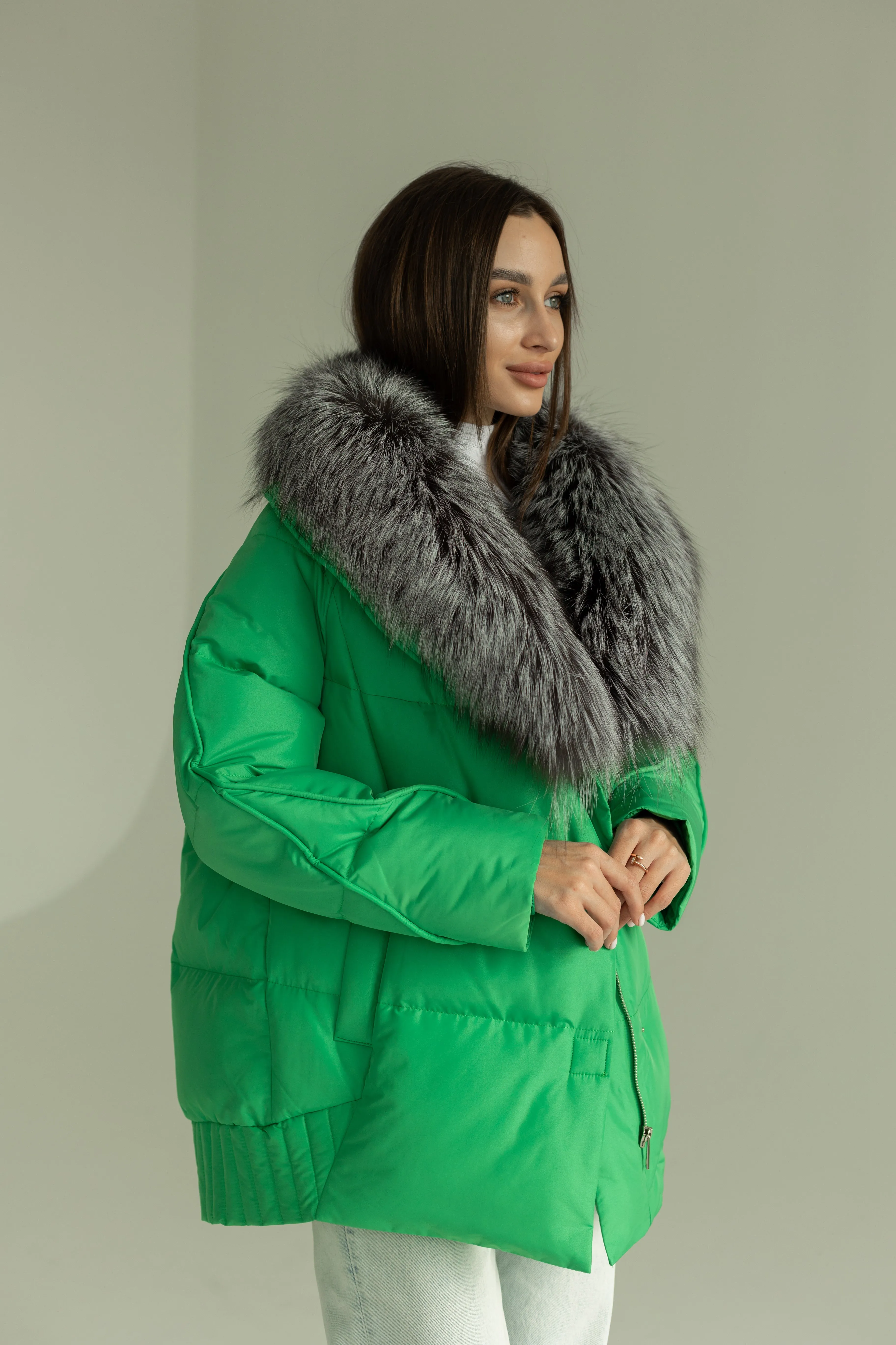 Genuine Silver Fox Down Fill Jacket