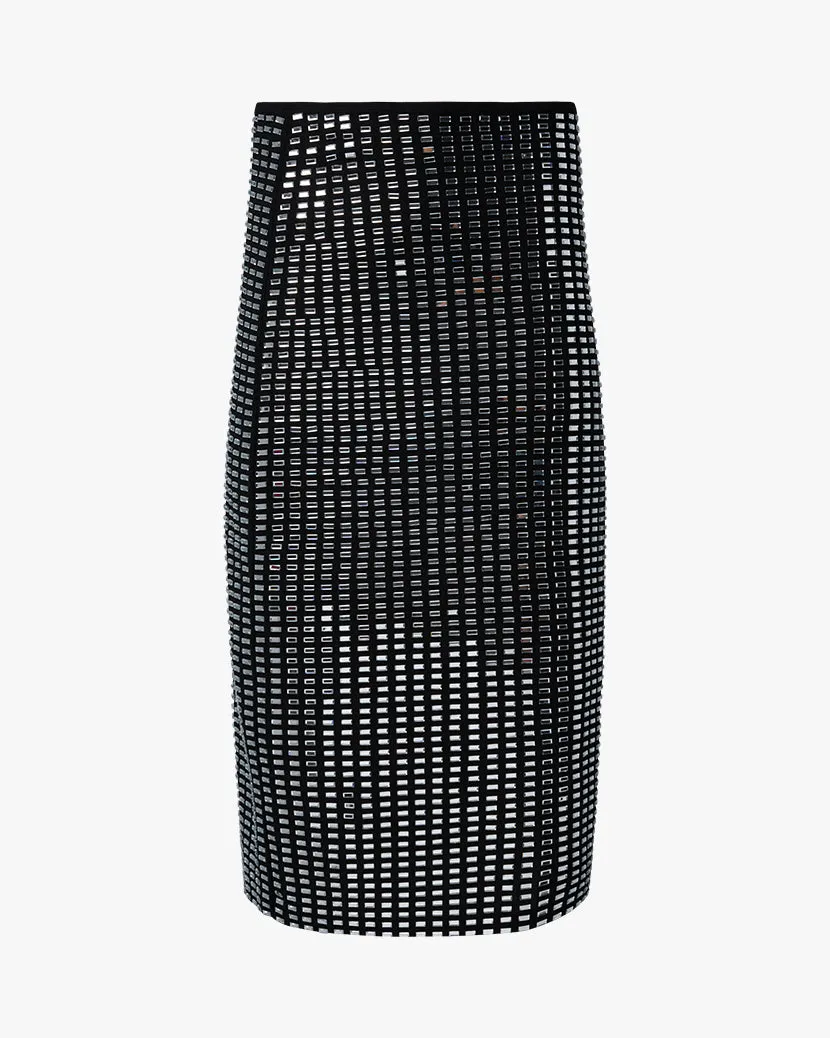 Geo Crystal Midi Skirt Black