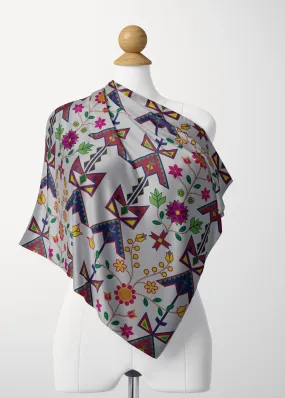 Geometric Floral Spring White Satin Shawl