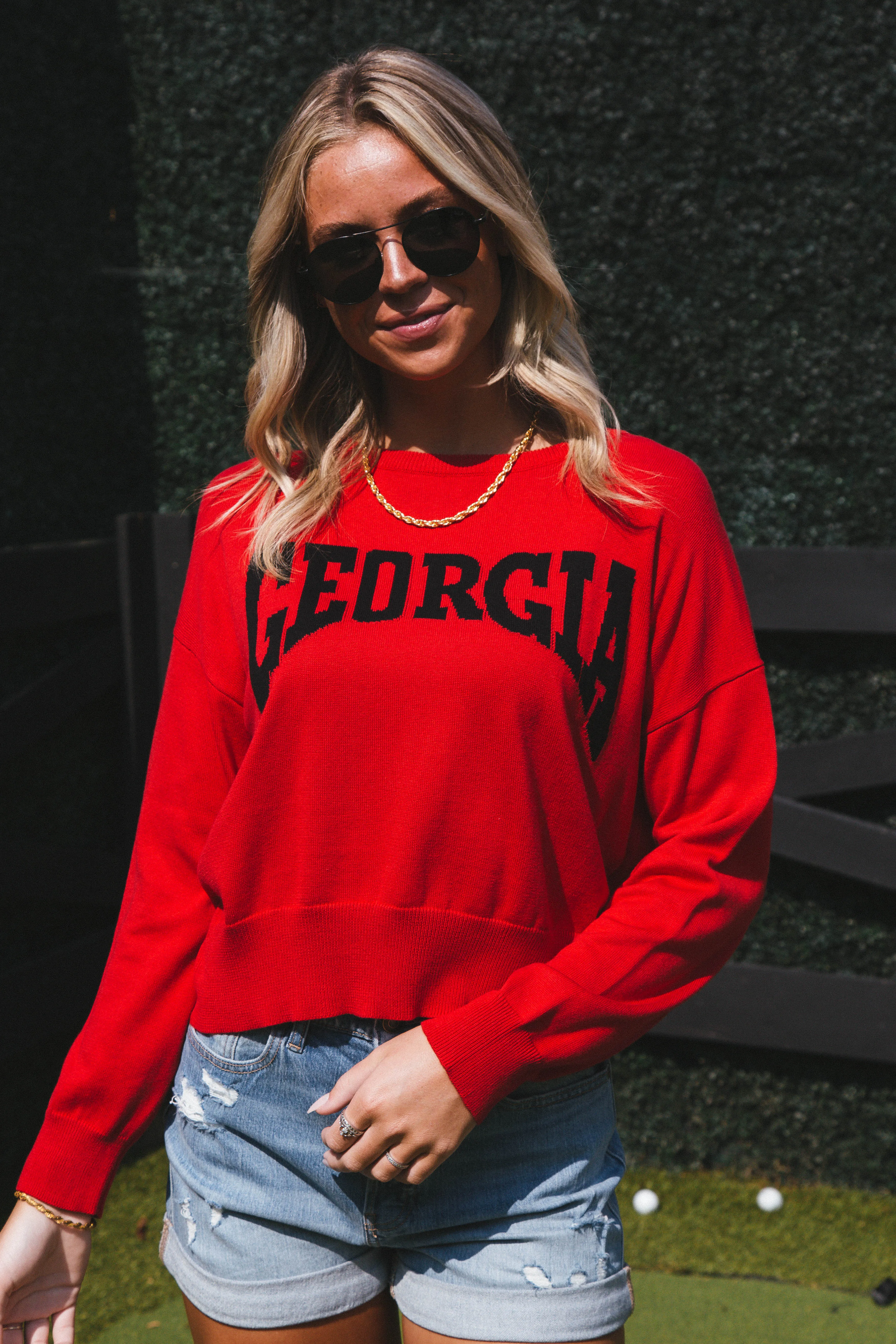 Georgia Long Sleeve Sweater, Red